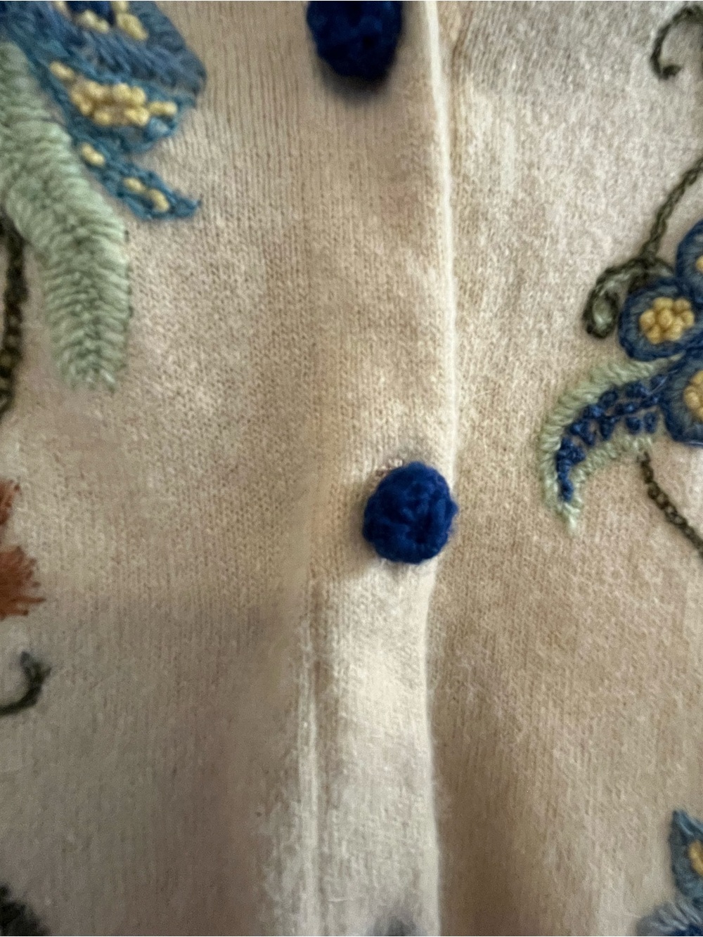 Vintage Cream Colored Embroidered Cardigan - Picture 6 of 15